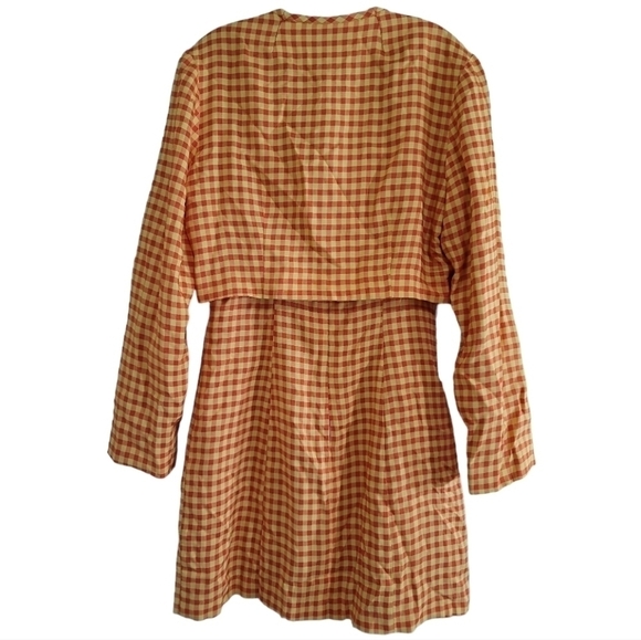 Sue Wong 90s Y2K Clueless Mini Dress Cropped Jacket Set Orange Yellow Gingham - Picture 7 of 10